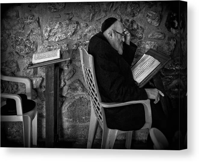 Jerusalem Canvas Print featuring the photograph Reading A Holy Book (jerusalem, Israel). by Joxe Inazio Kuesta