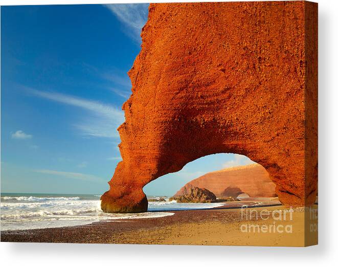 Big Canvas Print featuring the photograph Red Archs On Atlantic Ocean Coast by Sj Travel Photo And Video