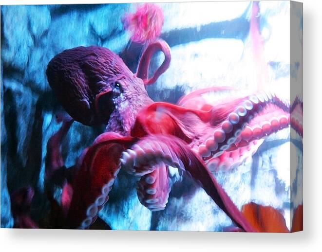 Octopus Canvas Print featuring the digital art Red Octopus by Anthony Jones