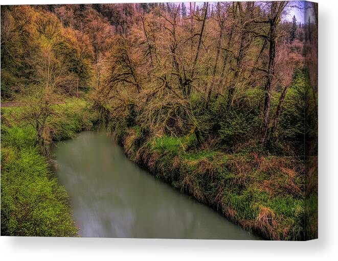 Fall Canvas Print featuring the photograph Soft River Flow by Bill Posner