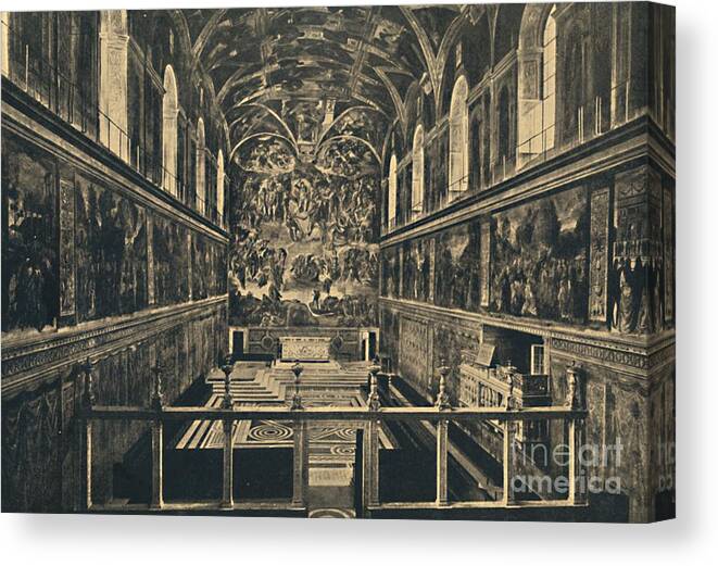 Viewpoint Canvas Print featuring the drawing Roma - Vatican Palace - The Sistine by Print Collector