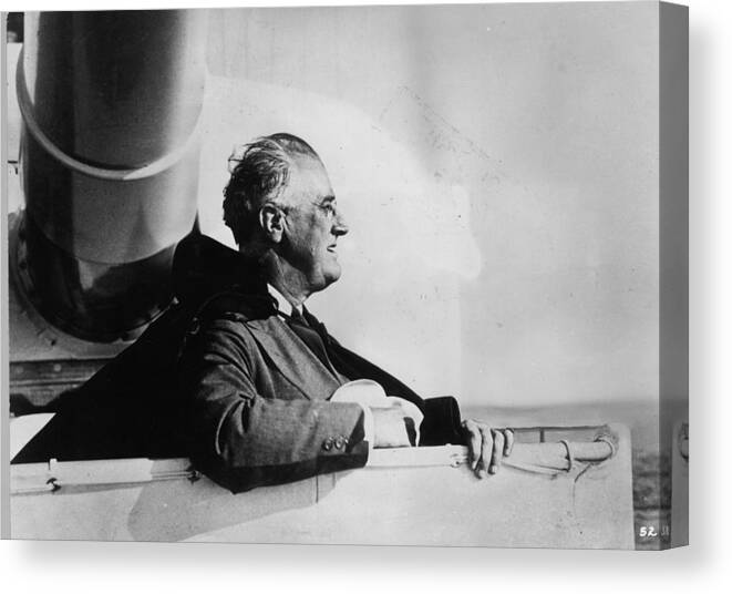 People Canvas Print featuring the photograph Roosevelt At Sea by Keystone