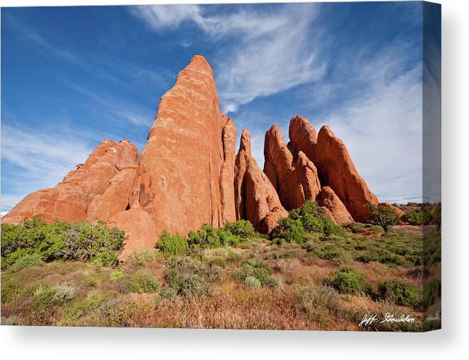 Arches National Park Canvas Print featuring the photograph Sandstone Fins by Jeff Goulden