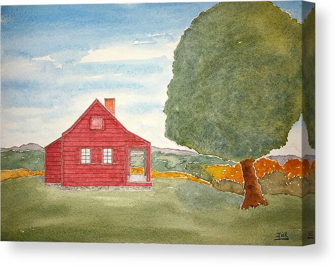 Watercolor Canvas Print featuring the painting Saratoga Farmhouse Lore by John Klobucher