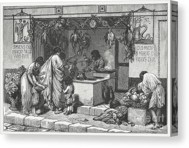 Trading Canvas Print featuring the digital art Scene From Ancient Rome Delicatessen by Zu 09