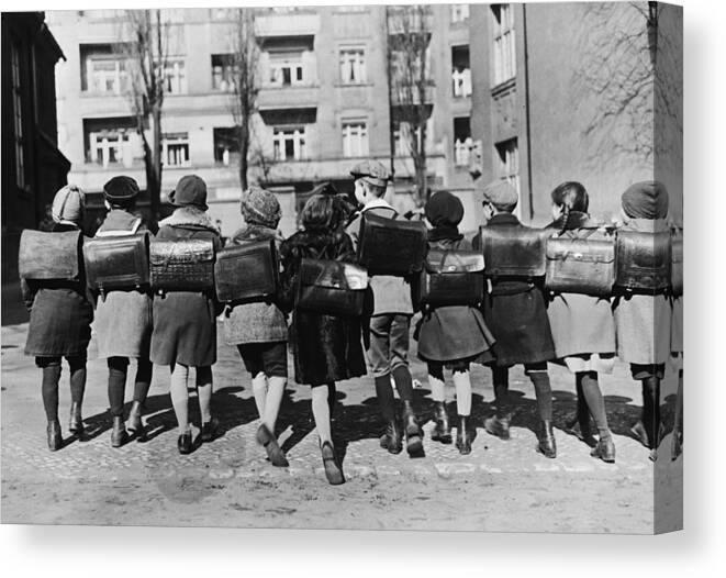 Education Canvas Print featuring the photograph School Children by Topical Press Agency