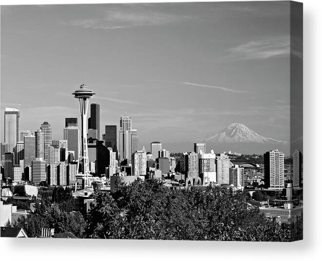 Seattle Cityscape Canvas Print featuring the photograph Seattle Cityscape, Seattle, Washington 02 by Monte Nagler