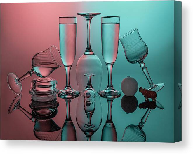 Reflection Canvas Print featuring the photograph Series Of Glass And Reflection by Shimei Yan