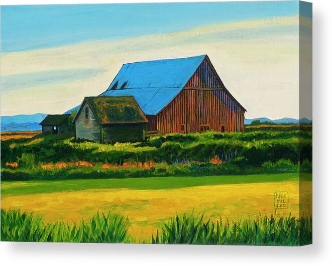Landscape Canvas Print featuring the painting Skagit Valley Barn #4 by Stacey Neumiller