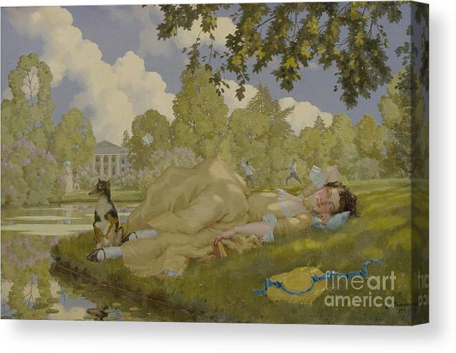 Oil Painting Canvas Print featuring the drawing Sleeping Woman In A Park, 1922. Artist by Heritage Images