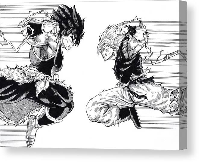 Dragon Ball Super Canvas Print featuring the drawing Son Goku vs Broly by Darko Babovic