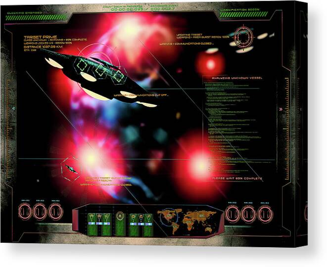 Science Fiction Canvas Print featuring the digital art Space Invaders by Bob Orsillo