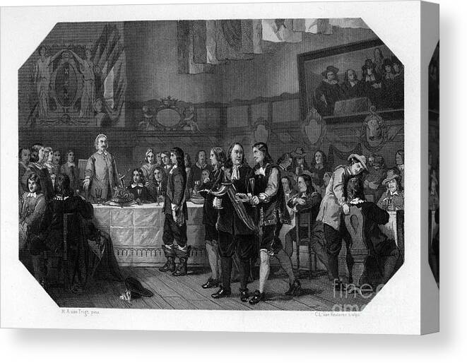 Engraving Canvas Print featuring the drawing St Lukes Feast, Amsterdam, Netherlands by Print Collector
