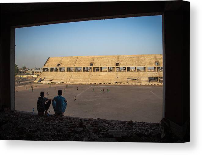Mosul Canvas Print featuring the photograph Stadium In Ruins by Alibaroodi