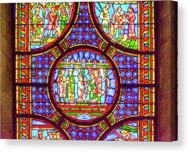 Troyes Canvas Print featuring the photograph Stained Glass of Troyes, France by Marcy Wielfaert