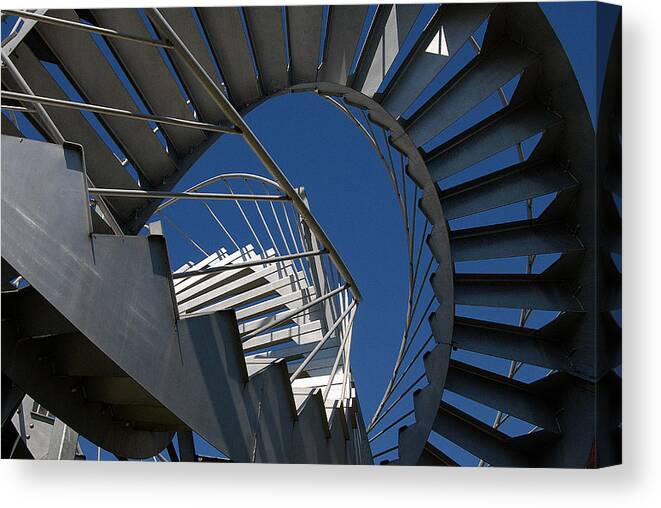 Street Canvas Print featuring the photograph Stair With Blue Sky by Andr Pelletier