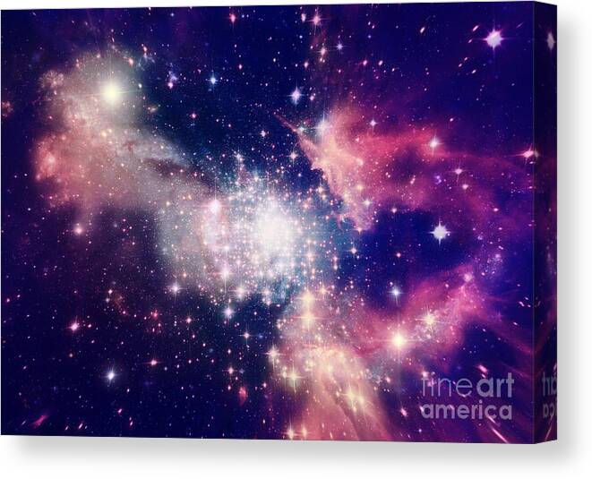Harmony Canvas Print featuring the digital art Stars Of A Planet And Galaxy In A Free by Anatolii Vasilev