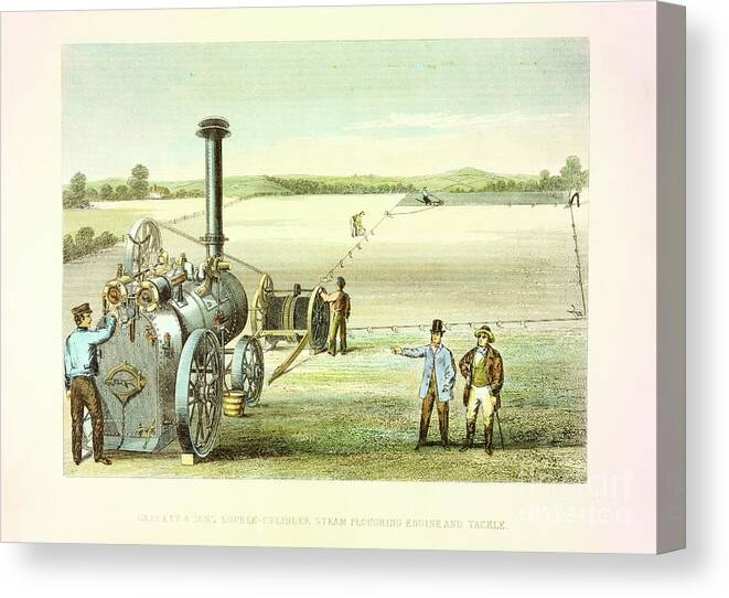 Working Canvas Print featuring the drawing Steam Ploughing Tackle, C1860. Artist by Print Collector
