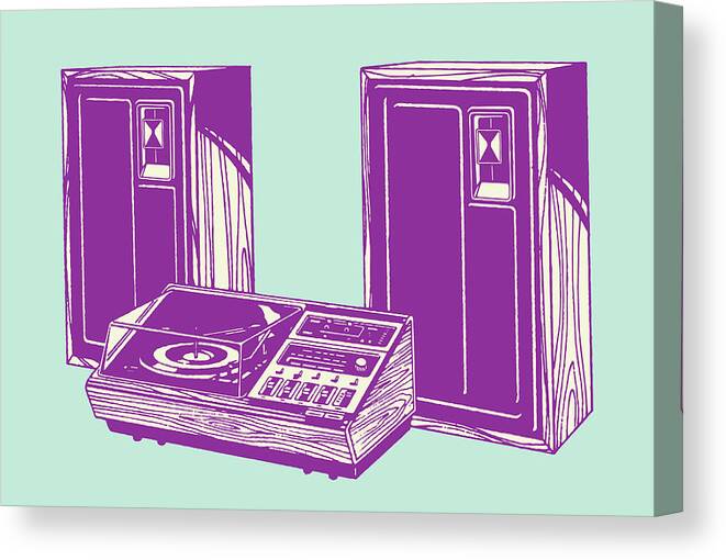 Audio Canvas Print featuring the drawing Stereo System and Speakers by CSA Images