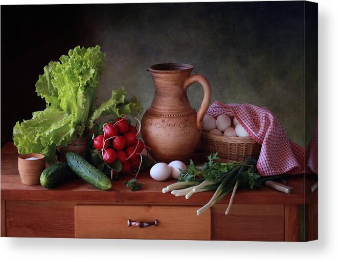 Still Canvas Print featuring the photograph Still Life With Vegetables by Tatyana Skorokhod (??????? ????????)