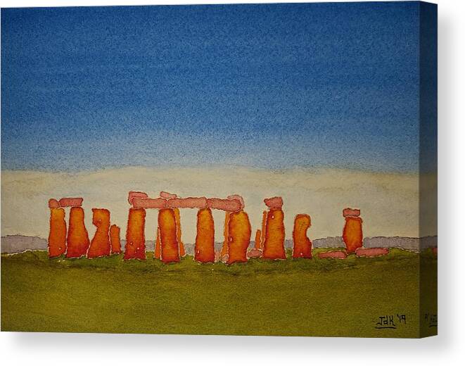 Watercolor Canvas Print featuring the painting Stones of Lore by John Klobucher