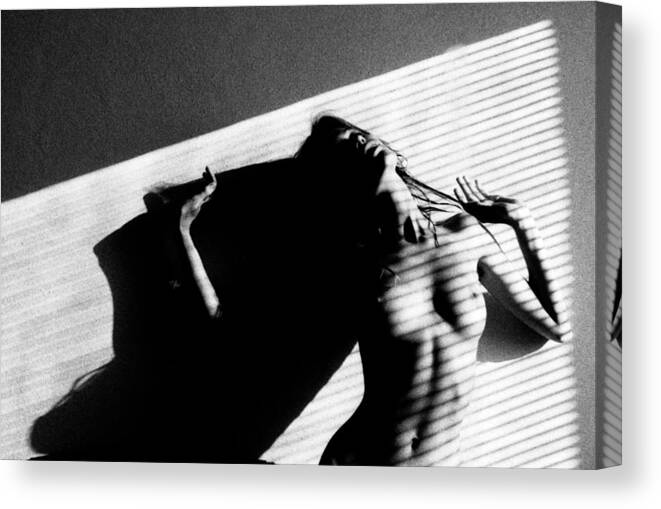 Striped Canvas Print featuring the photograph Striped Nude-7 by Vlado Ba?a, Qep