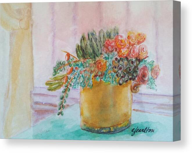 Succulent Canvas Print featuring the painting Succulent Color by Claudette Carlton
