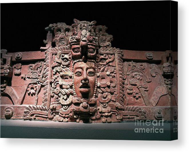 Usa Canvas Print featuring the painting Sun God Kinich Ahau, From State Of Campeche, Mayan Civilization, 6th-9th Century by Mayan