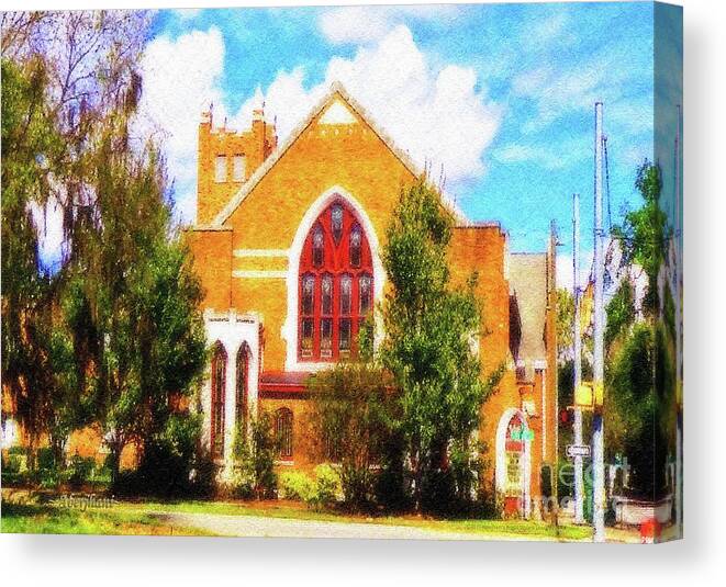 American Churches Canvas Print featuring the digital art Sunny Asbury Day by Aberjhani