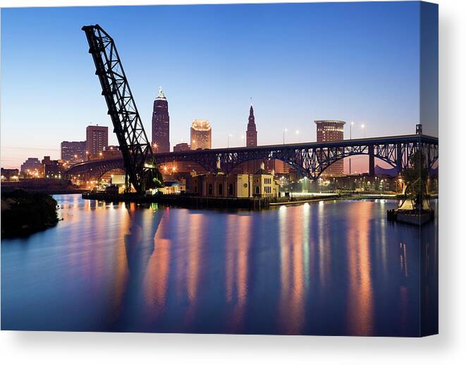 Dawn Canvas Print featuring the photograph Sunrise In Cleveland by Henryk Sadura