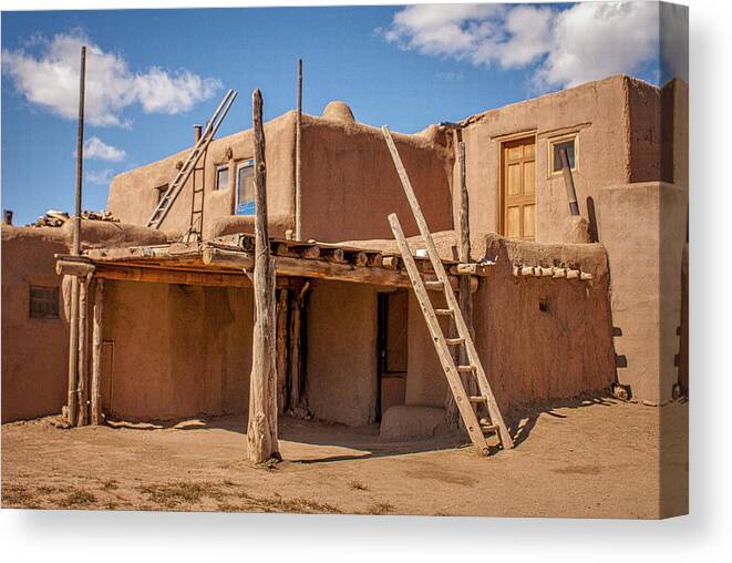 Architecture Canvas Print featuring the photograph Taos Pueblo New Mexico 4 by Donald Pash