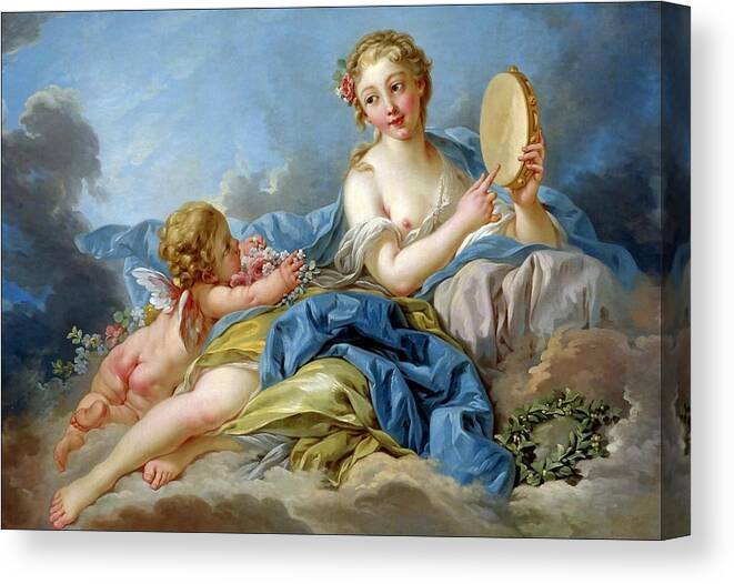 Boucher François Canvas Print featuring the painting Terpischore the muse of choir and dance by Boucher Francois
