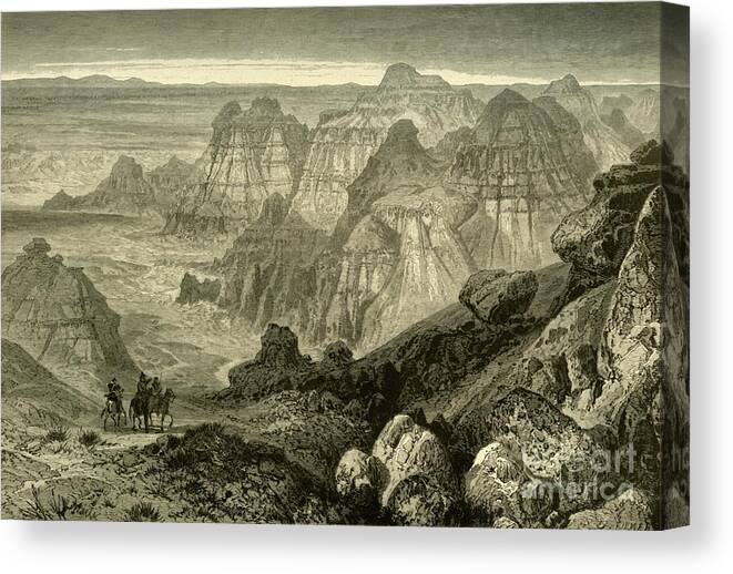 Engraving Canvas Print featuring the drawing Terres Mauvaises by Print Collector