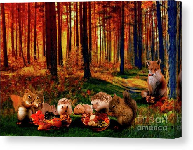 Fall Canvas Print featuring the digital art Thanksgiving Gift by Scarlett Royale