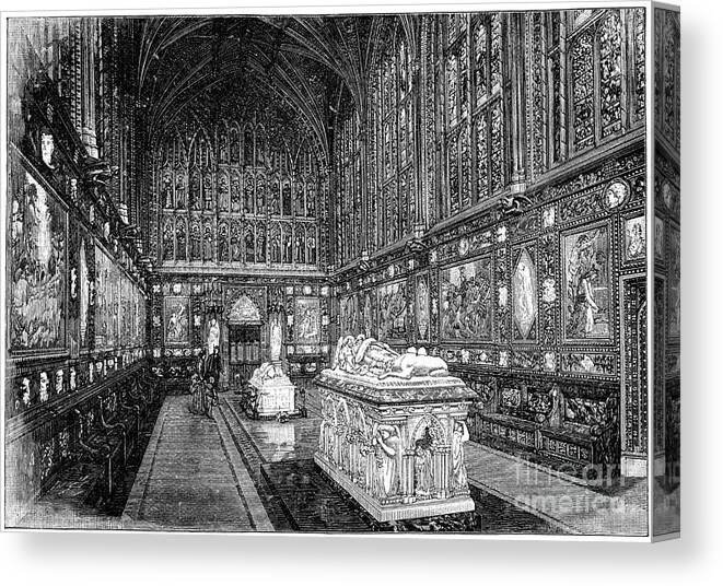 Engraving Canvas Print featuring the drawing The Albert Memorial Chapel, Windsor by Print Collector