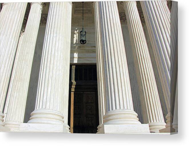Supreme Canvas Print featuring the photograph The Front Door and Columns of the Supreme Court by Cora Wandel