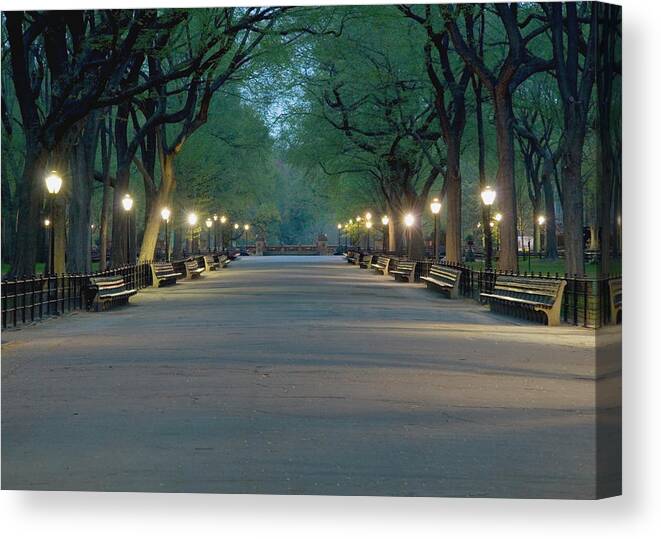 Central Park Canvas Print featuring the photograph The Mall In Central Park by Urbanglimpses
