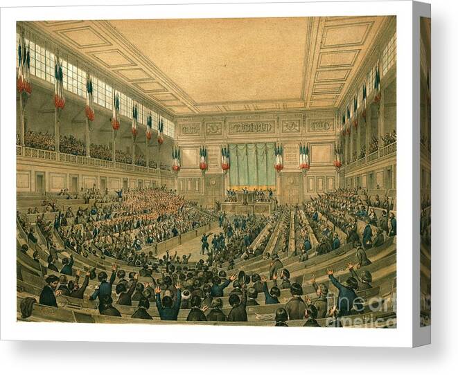 Engraving Canvas Print featuring the drawing The National Constituent Assembly by Print Collector