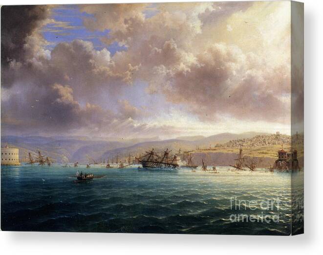Oil Painting Canvas Print featuring the drawing The Self-sinking Of The Black Sea Fleet by Heritage Images