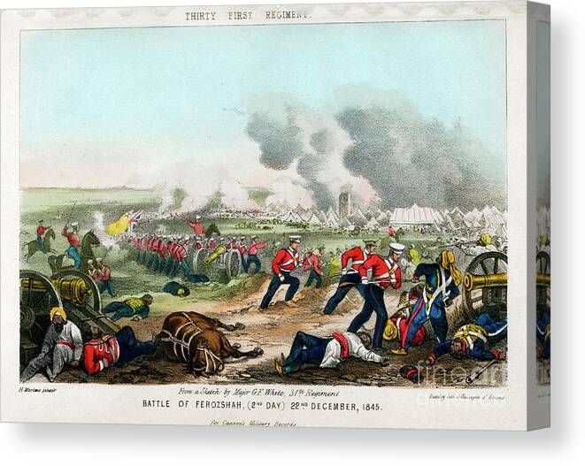 Horse Canvas Print featuring the drawing Thirty First Regiment, Battle by Print Collector