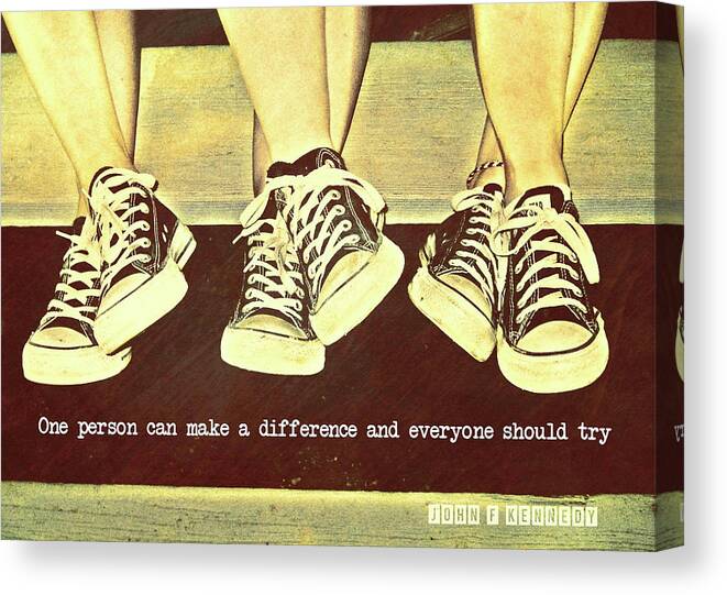 A Canvas Print featuring the photograph THREE STOOGES quote by JAMART Photography