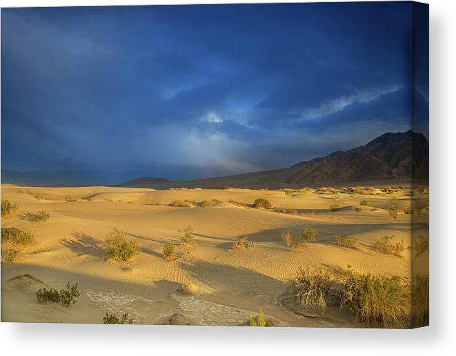 Death Valley Clouds Canvas Print featuring the photograph Thunder over the desert by Kunal Mehra