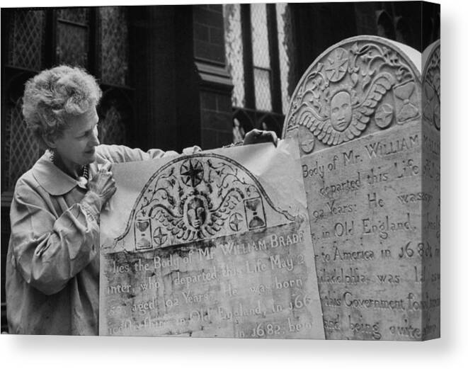 Human Interest Canvas Print featuring the photograph Tombstone Artist by Walter Sanders