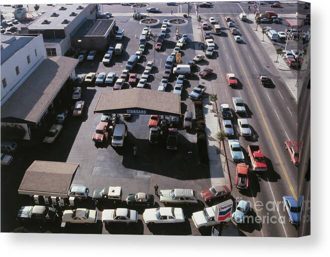 Dozen Canvas Print featuring the photograph Traffic Jam On Expressway by Bettmann