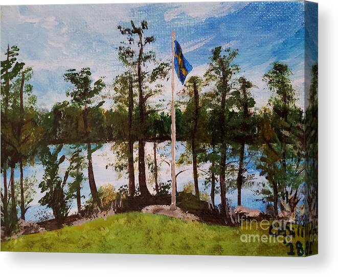 Trees Canvas Print featuring the painting Trees in the Swedish countryside by C E Dill