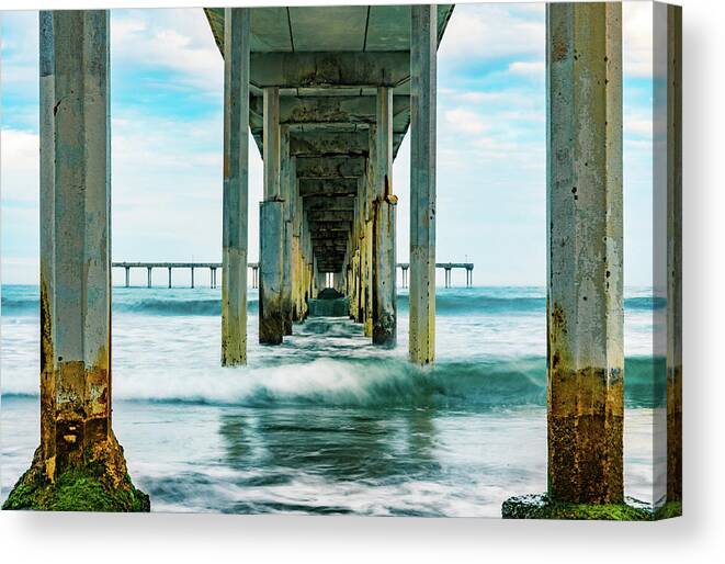 Landscape Canvas Print featuring the photograph Under the Pier in Ocean Beach by Local Snaps Photography