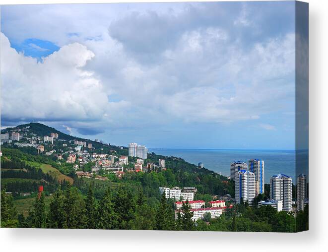 Water's Edge Canvas Print featuring the photograph View Of A Sochi by Savushkin