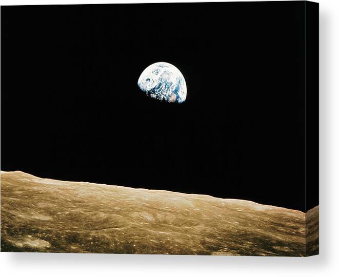 Research Canvas Print featuring the photograph View Of The Earth Rising by Bettmann
