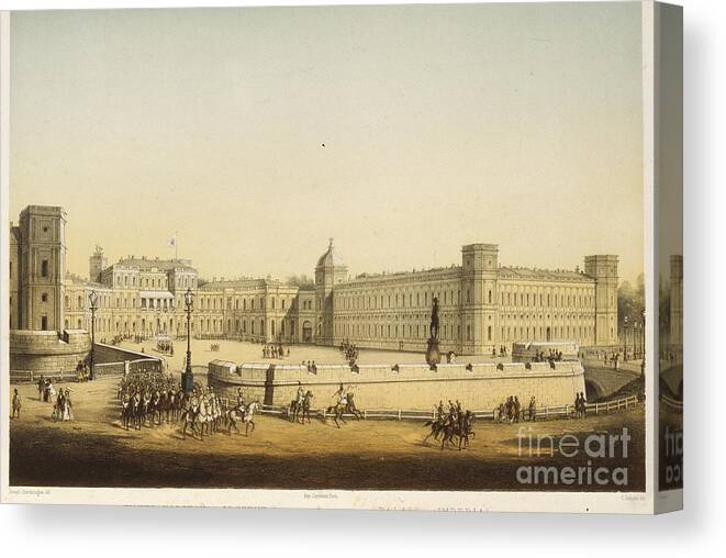 Great Gatchina Palace Canvas Print featuring the drawing View Of The Main Gatchina Palace, Mid by Heritage Images