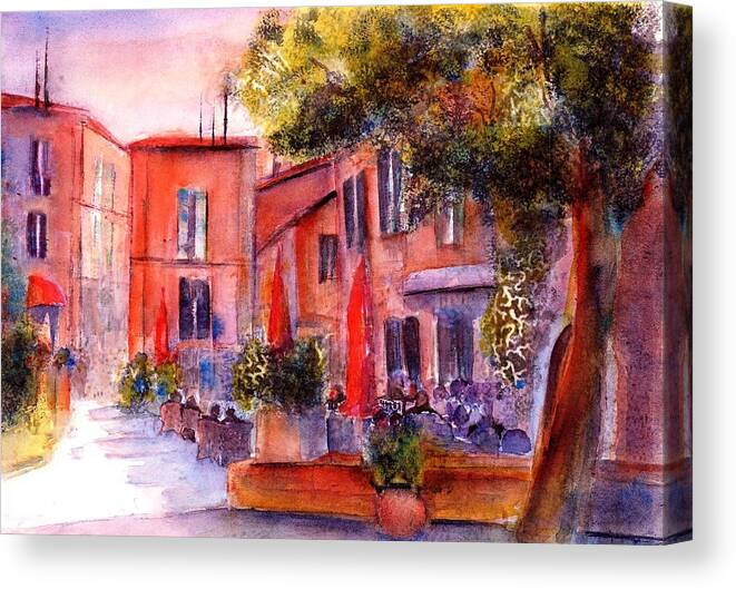 Roussillon Canvas Print featuring the painting Village Roussillon Provence France by Sabina Von Arx
